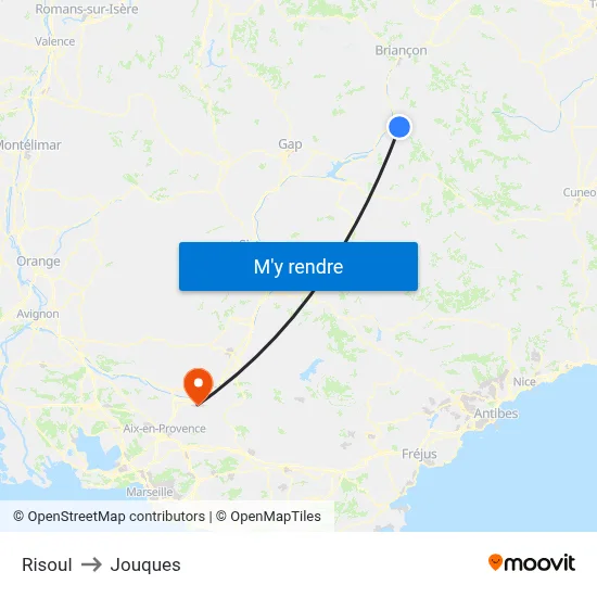 Risoul to Jouques map