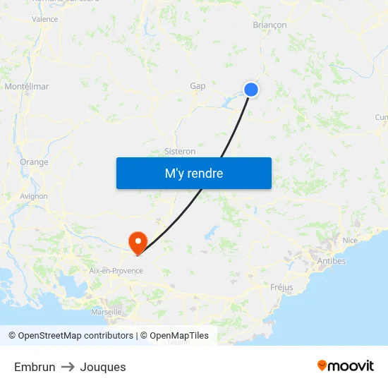 Embrun to Jouques map
