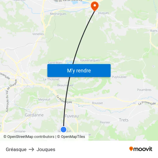 Gréasque to Jouques map