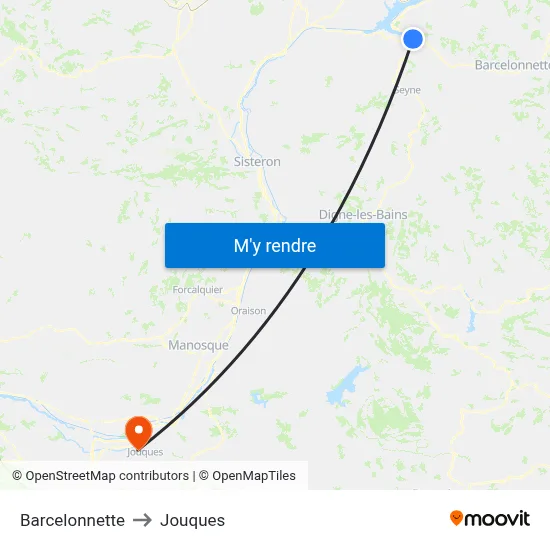 Barcelonnette to Jouques map