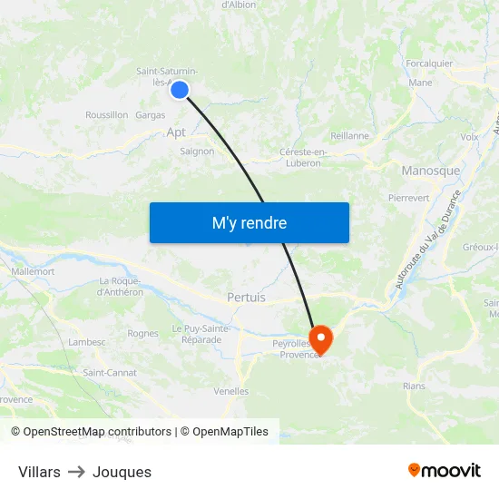 Villars to Jouques map
