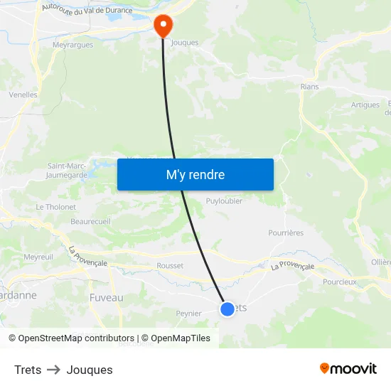 Trets to Jouques map