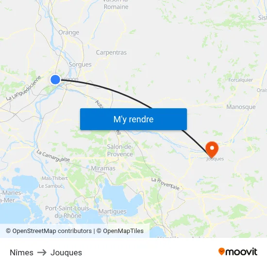 Nîmes to Jouques map