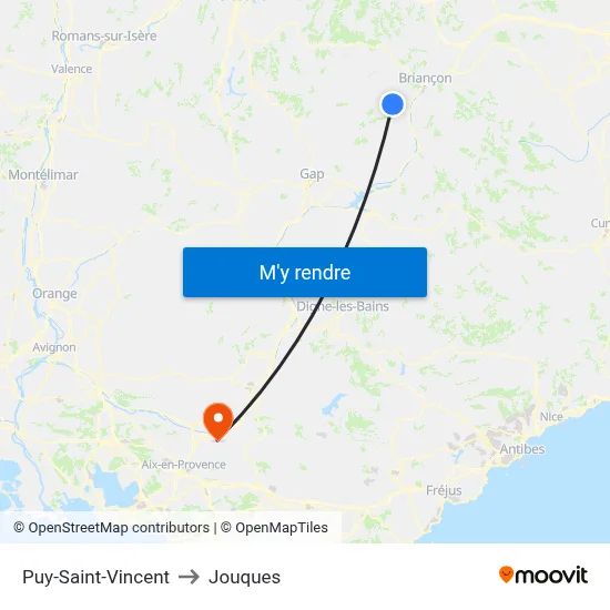 Puy-Saint-Vincent to Jouques map