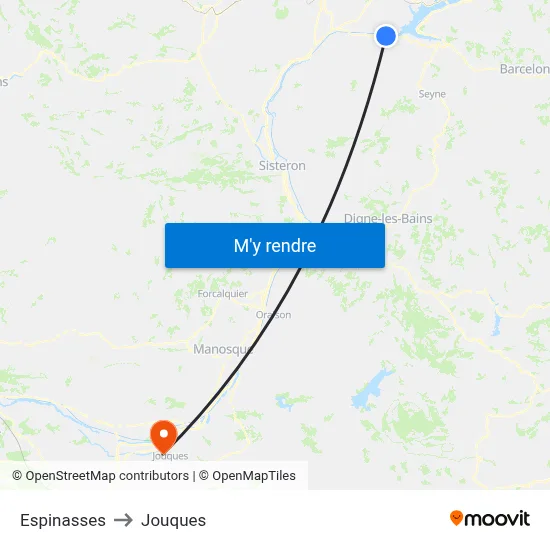 Espinasses to Jouques map