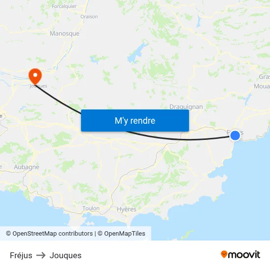 Fréjus to Jouques map