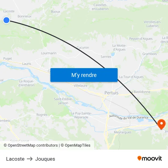 Lacoste to Jouques map