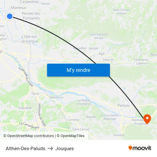 Althen-Des-Paluds to Jouques map