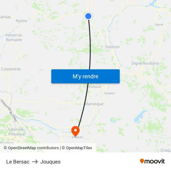 Le Bersac to Jouques map