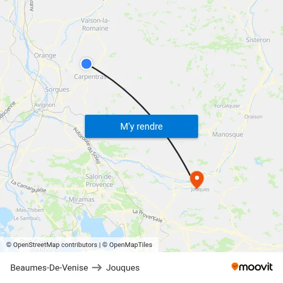 Beaumes-De-Venise to Jouques map