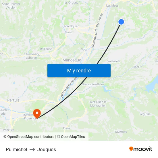 Puimichel to Jouques map
