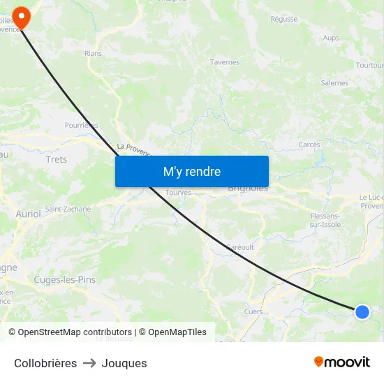 Collobrières to Jouques map