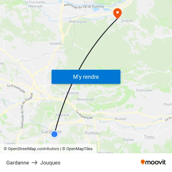 Gardanne to Jouques map