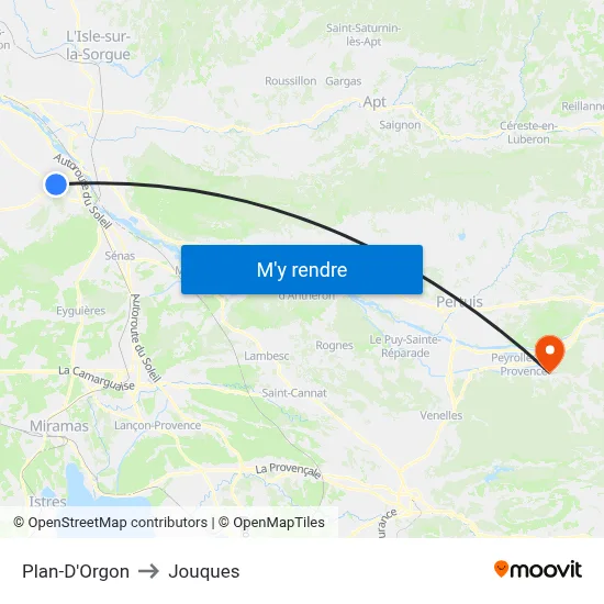 Plan-D'Orgon to Jouques map