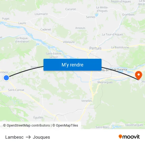 Lambesc to Jouques map