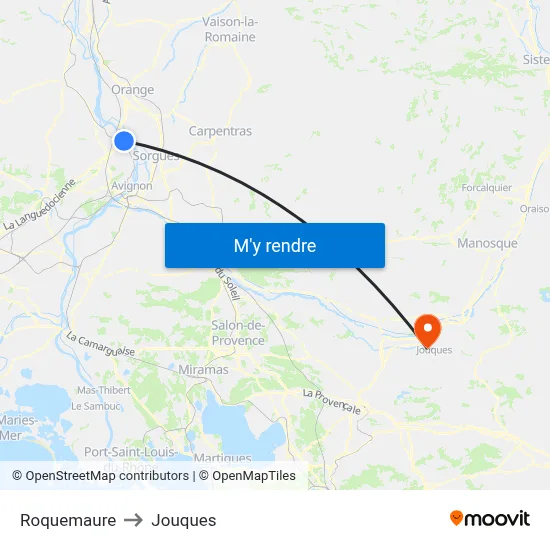 Roquemaure to Jouques map