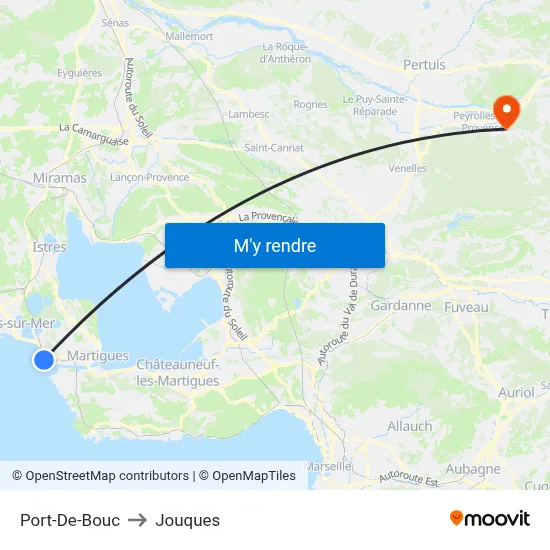 Port-De-Bouc to Jouques map