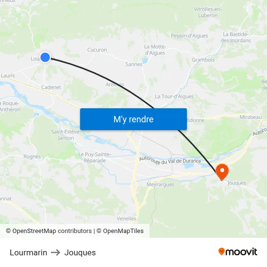 Lourmarin to Jouques map