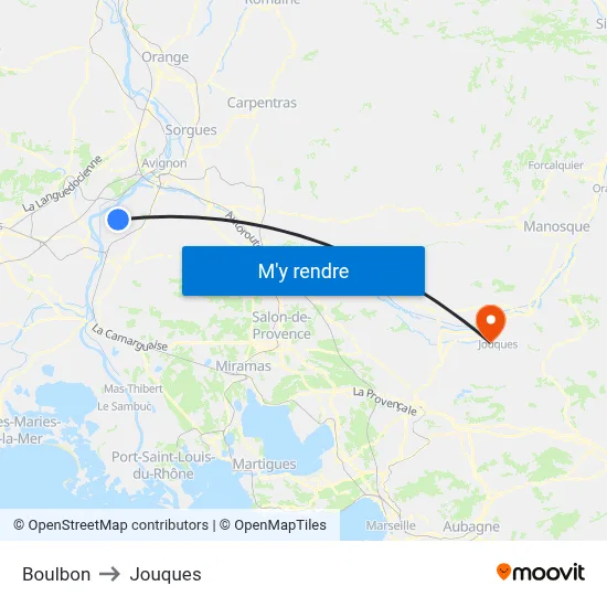Boulbon to Jouques map