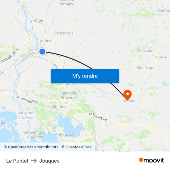 Le Pontet to Jouques map