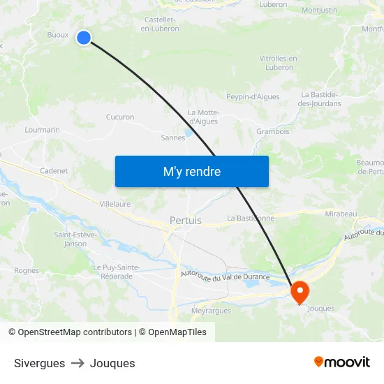 Sivergues to Jouques map