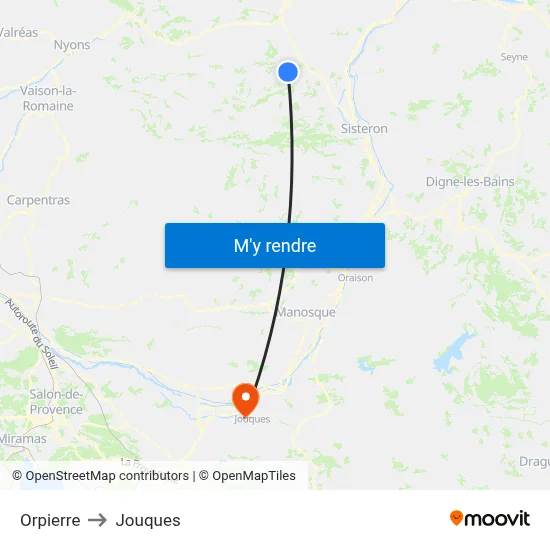 Orpierre to Jouques map