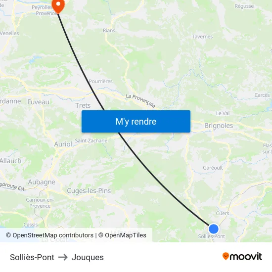 Solliès-Pont to Jouques map