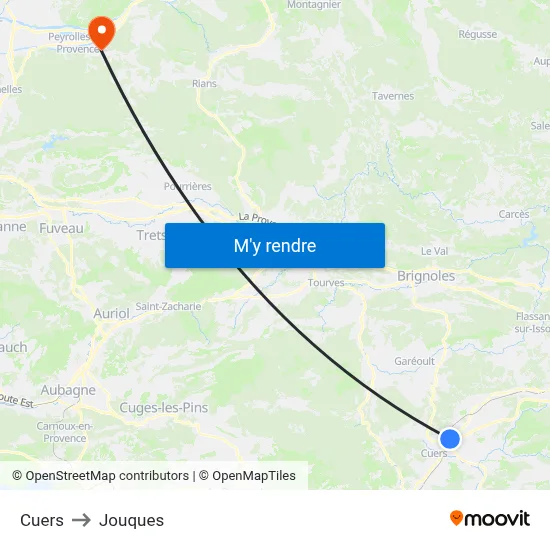 Cuers to Jouques map