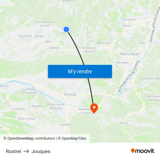 Rustrel to Jouques map