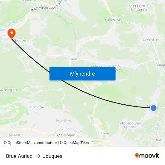 Brue-Auriac to Jouques map