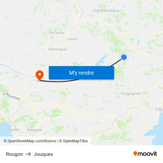 Rougon to Jouques map