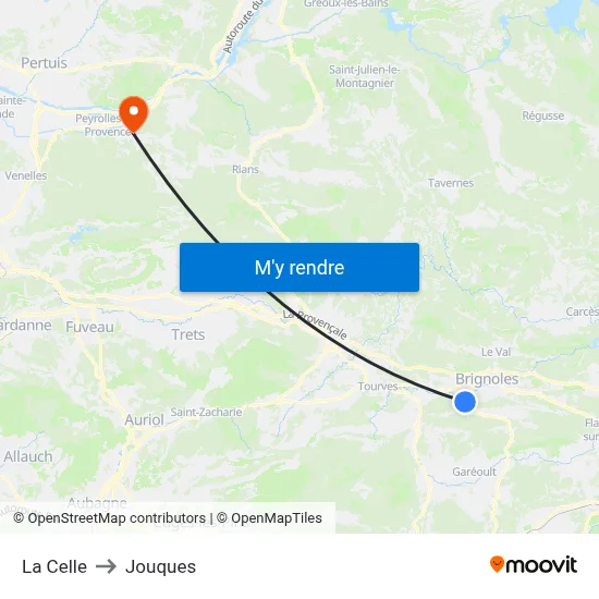 La Celle to Jouques map