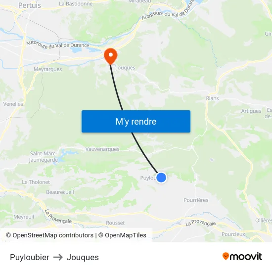 Puyloubier to Jouques map