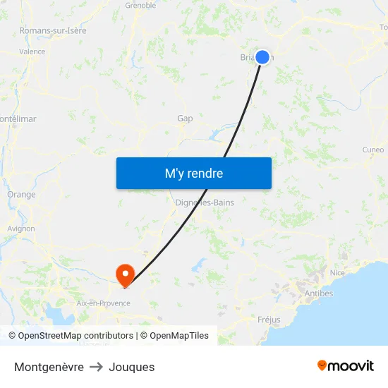 Montgenèvre to Jouques map