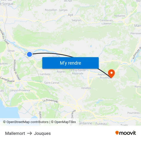 Mallemort to Jouques map