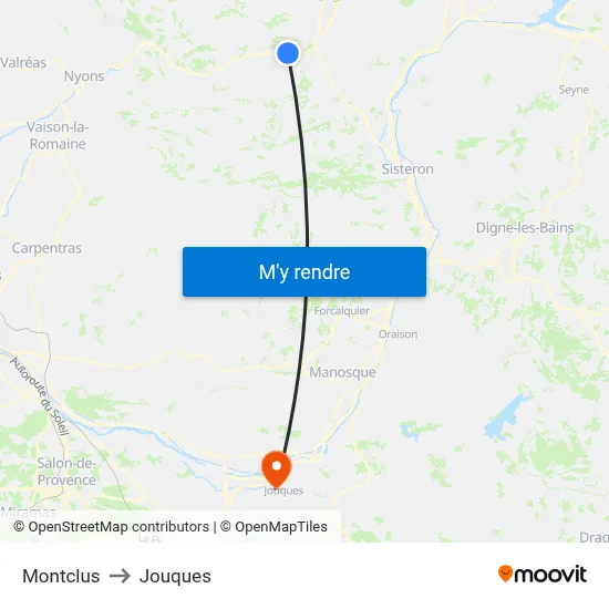 Montclus to Jouques map