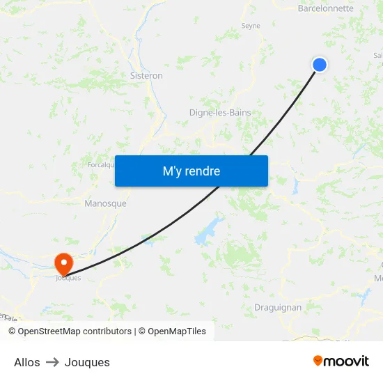 Allos to Jouques map