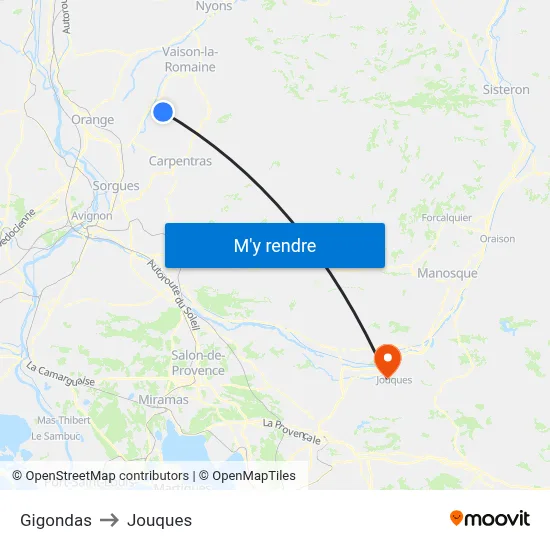 Gigondas to Jouques map