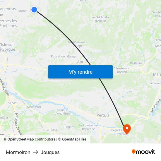 Mormoiron to Jouques map