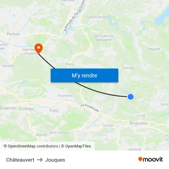 Châteauvert to Jouques map