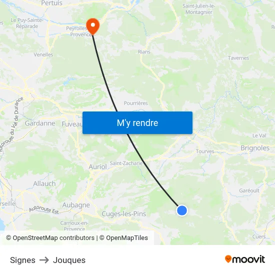 Signes to Jouques map