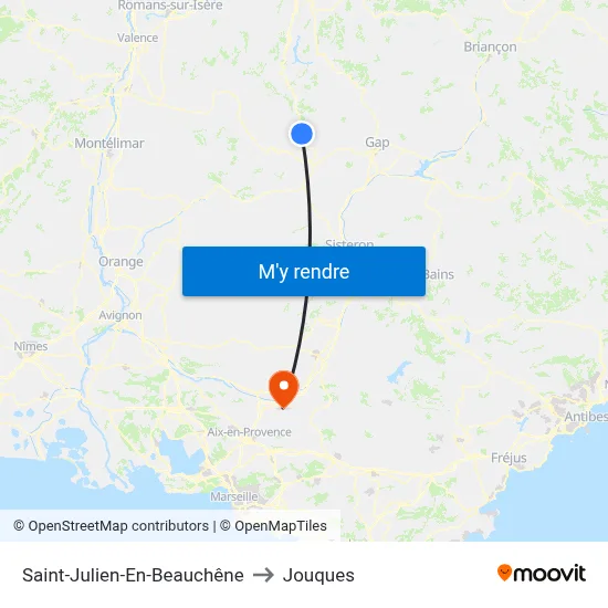 Saint-Julien-En-Beauchêne to Jouques map