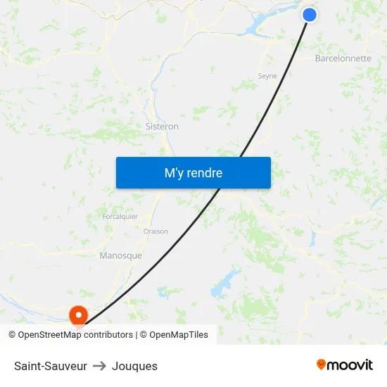 Saint-Sauveur to Jouques map