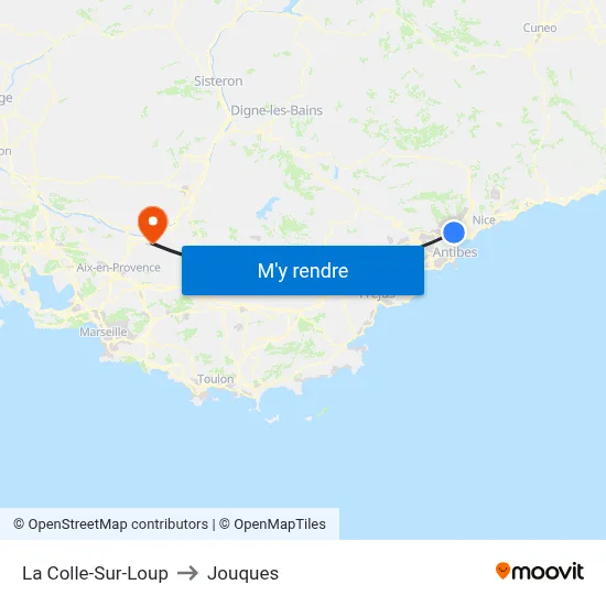 La Colle-Sur-Loup to Jouques map