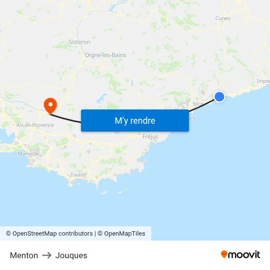 Menton to Jouques map