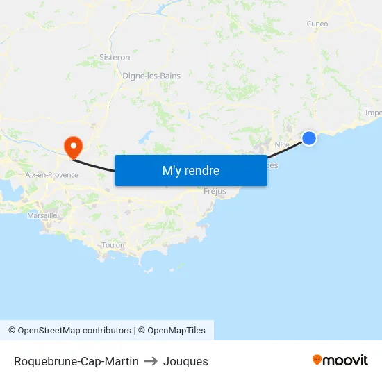Roquebrune-Cap-Martin to Jouques map