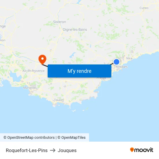 Roquefort-Les-Pins to Jouques map