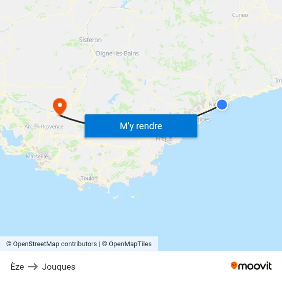 Èze to Jouques map
