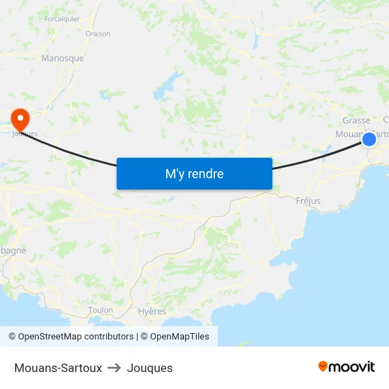 Mouans-Sartoux to Jouques map