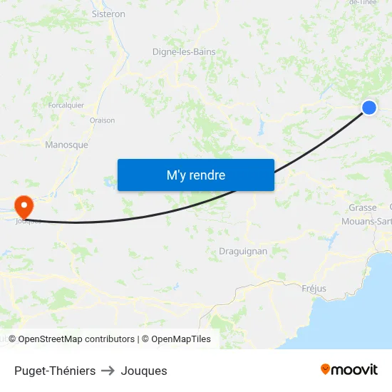 Puget-Théniers to Jouques map